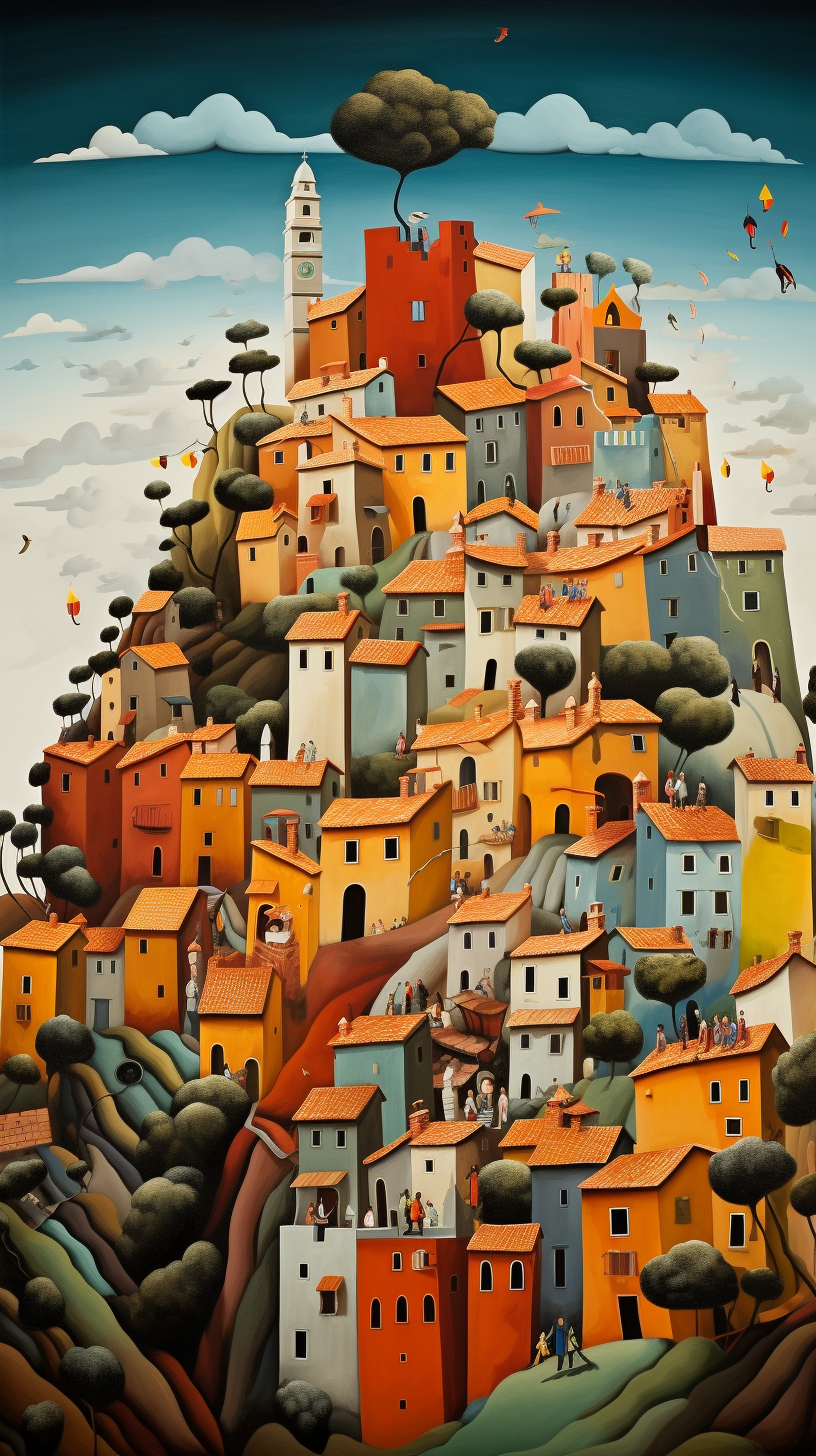 Detailed cartoon illustration of the picturesque 5 Terre village