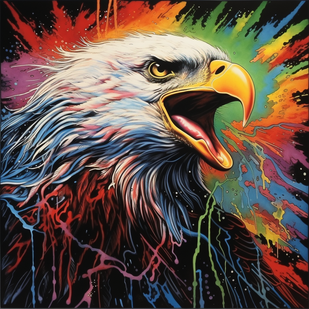 Colorful 70s airbrush eagle artwork