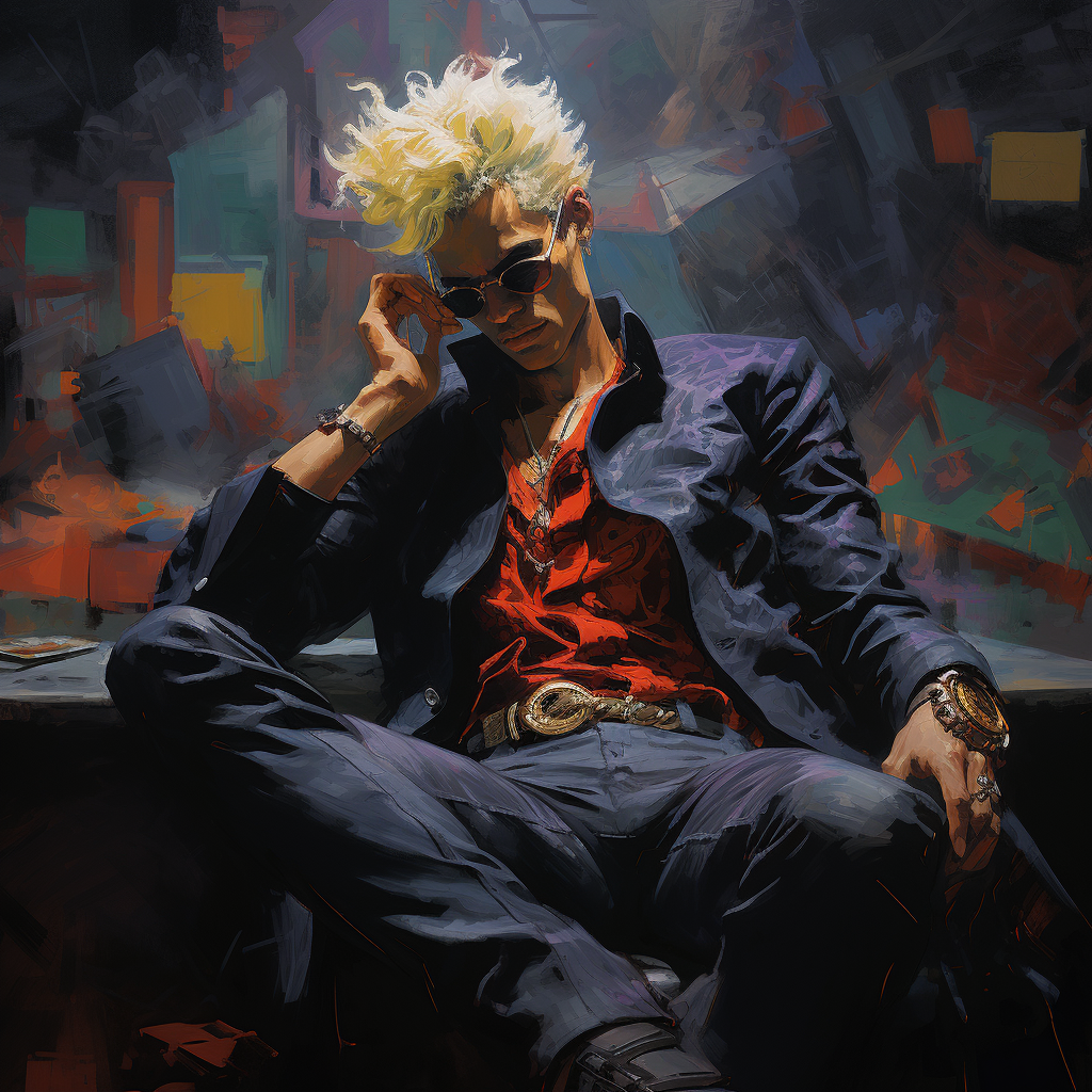 Spike from Cowboy Bebop in 70s Dark Fantasy Art