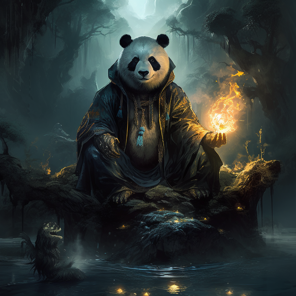 Dark Fantasy Beast Master with Panda