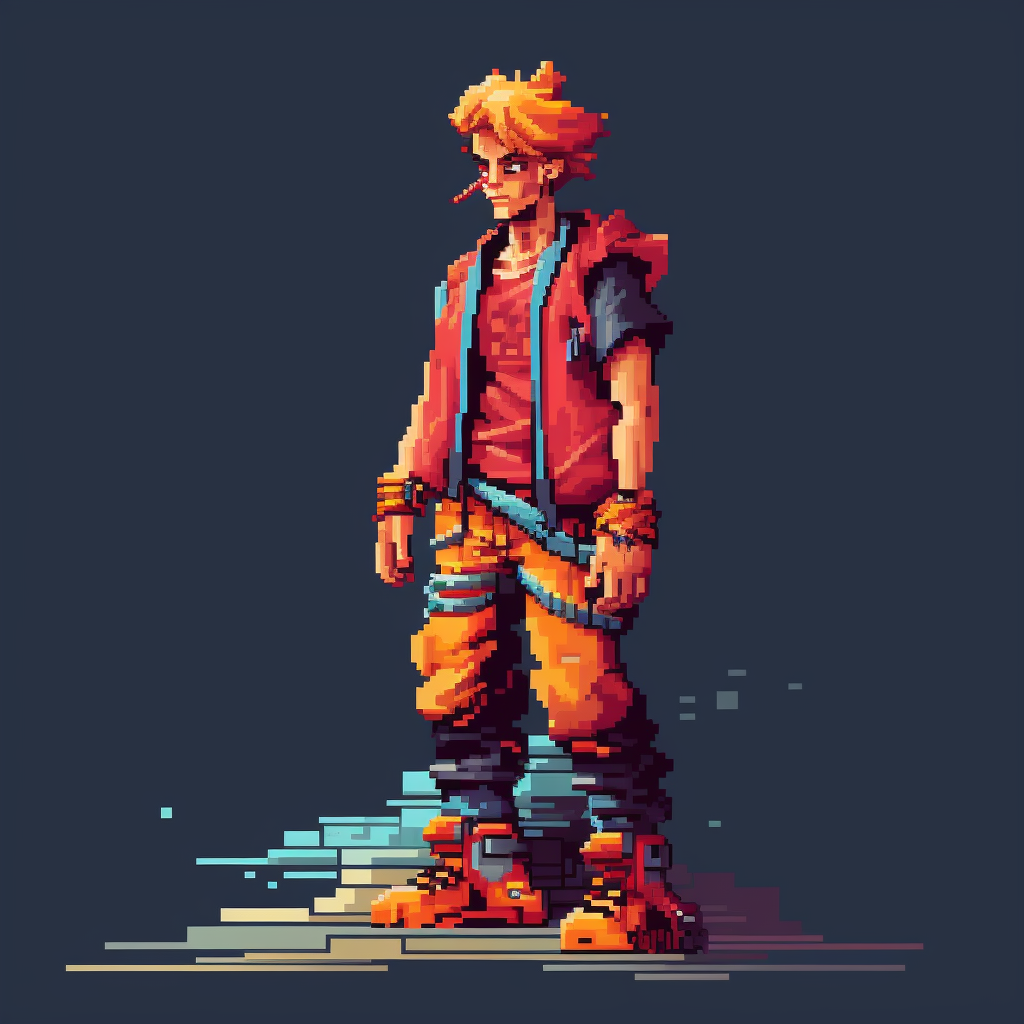 Colorful 8-Bit Pixel Art Character