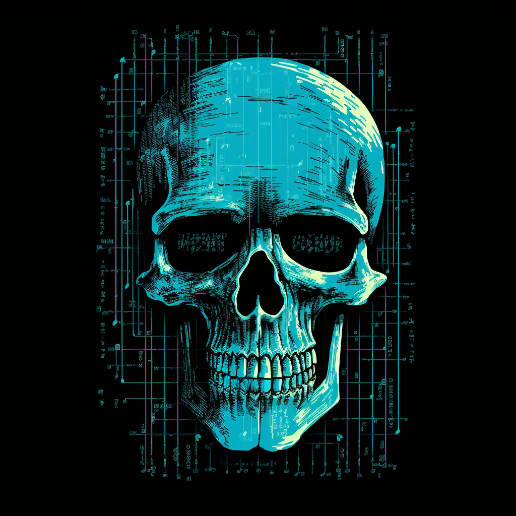 8 Bit Skull Flat Logo ASCII Art