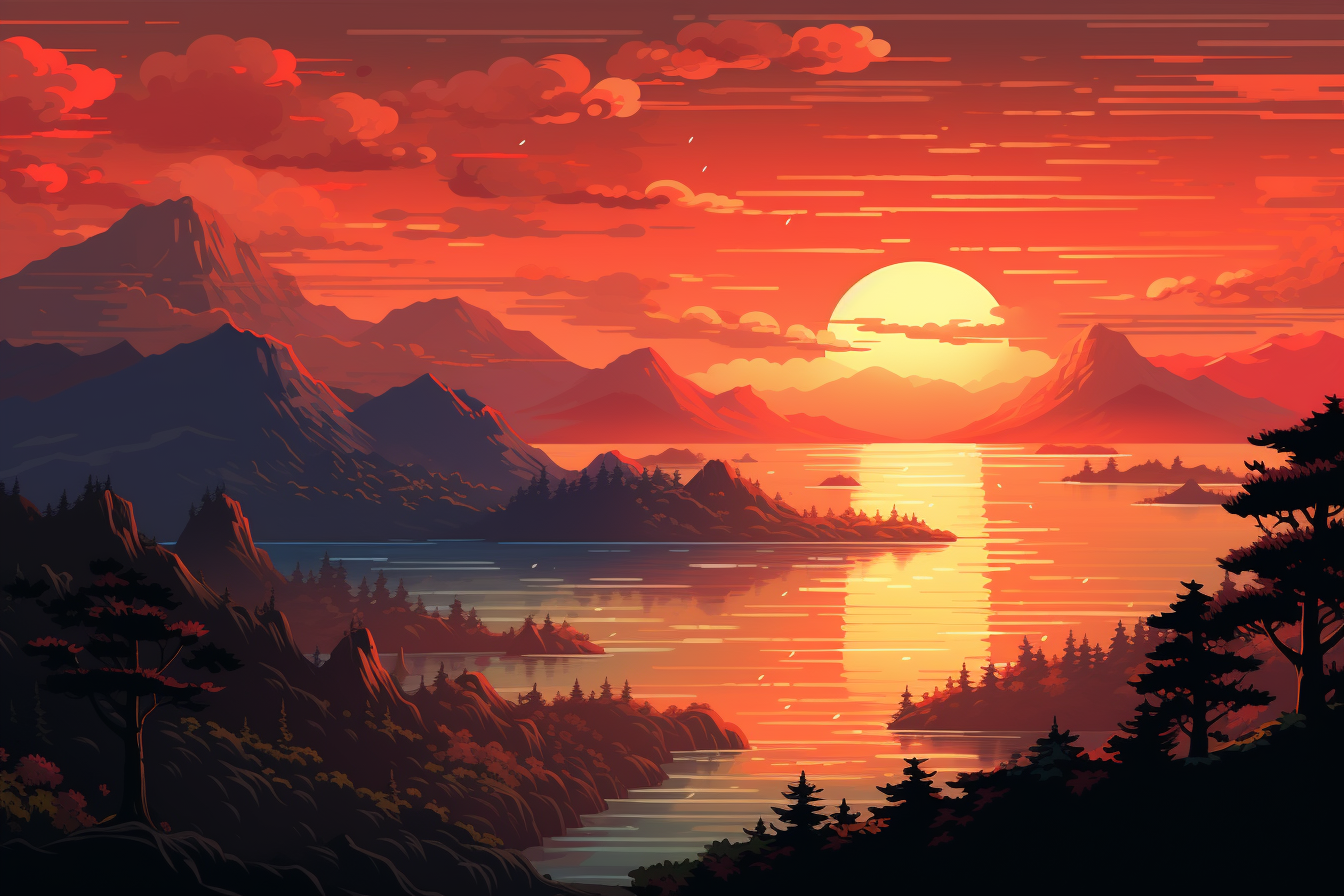 Beautiful 8-bit Pixel Art Sunrise