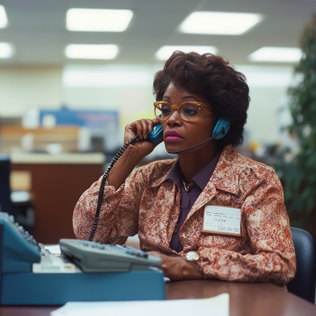 80's Black Mom Office Telephone Business Call Fuji Superia X-TRA 400 Photo