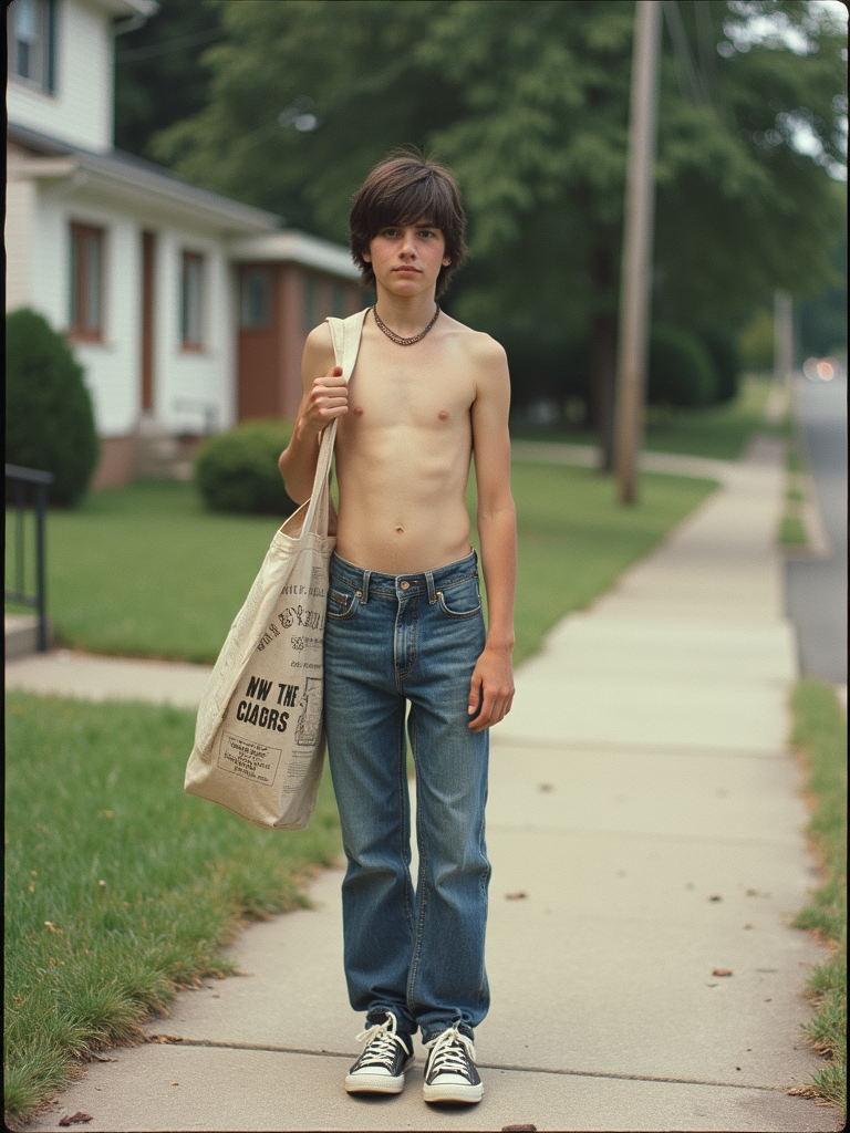80s Teen Newspaper Boy in a Summer Suburb