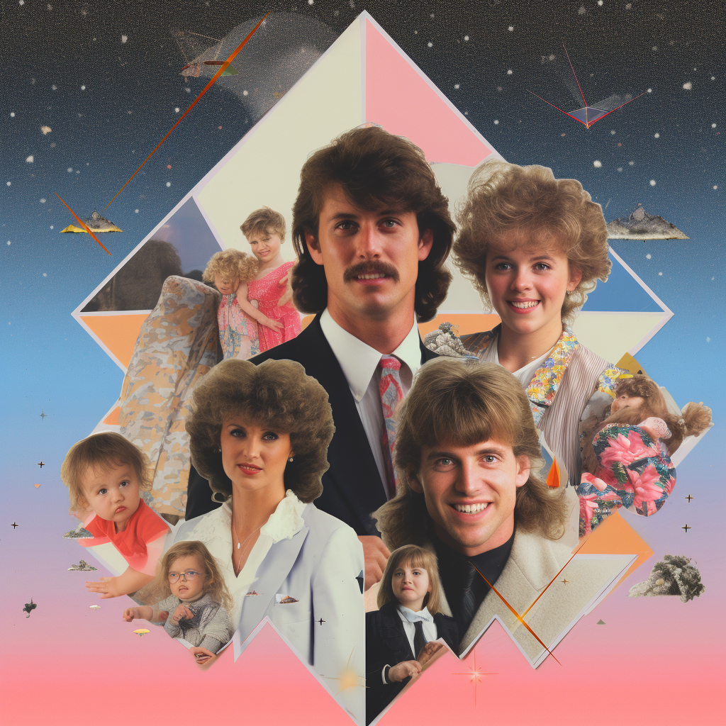 80s family photo collage layout