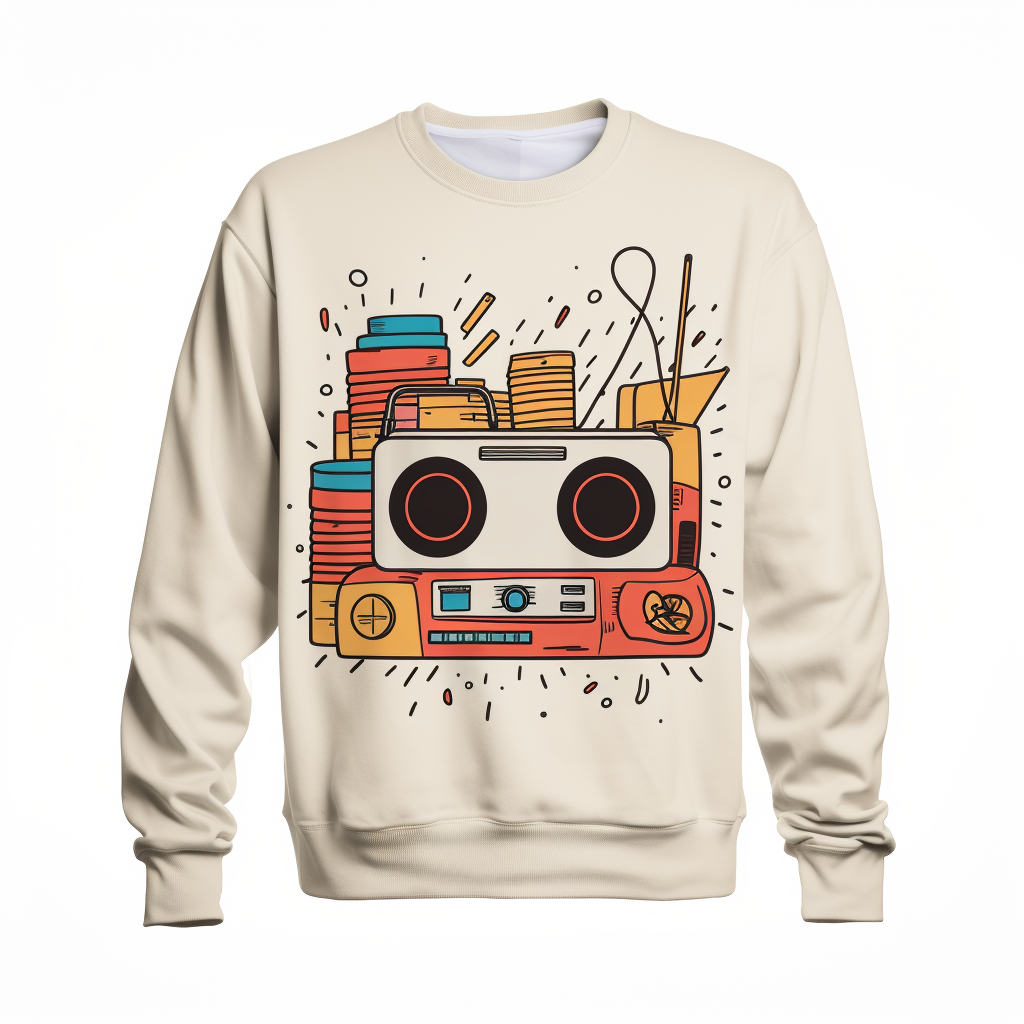 Stylish 80s sweater on white background