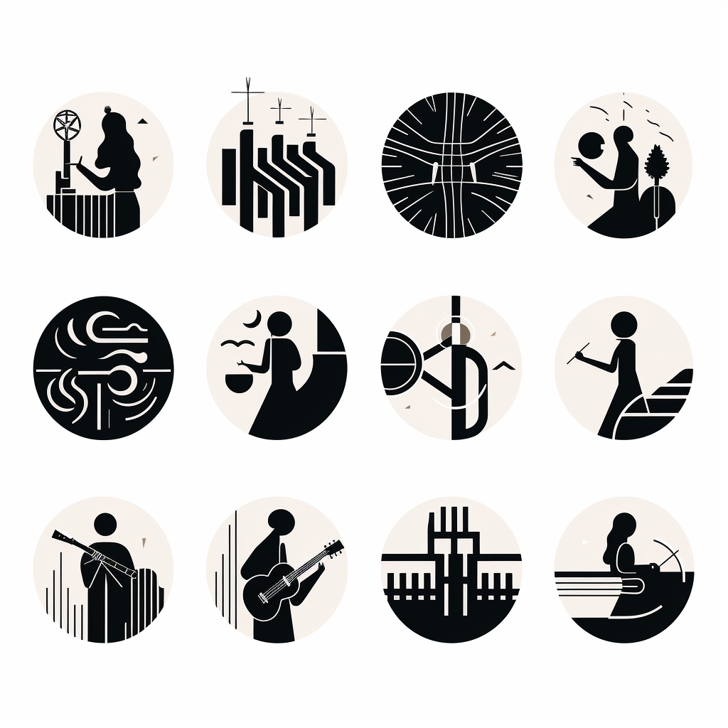 9 Icons Celebrating Folk Music Voices in Abstract Style