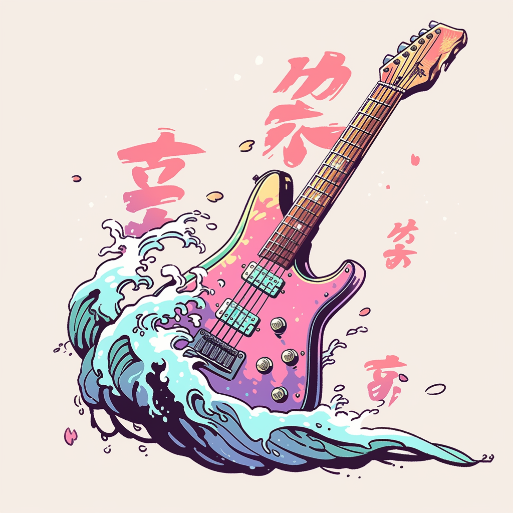 90s Japanese Guitar Graphic Tshirt