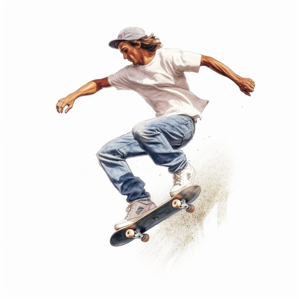 90s Skateboarder in White T-Shirt Stonewashed Jeans