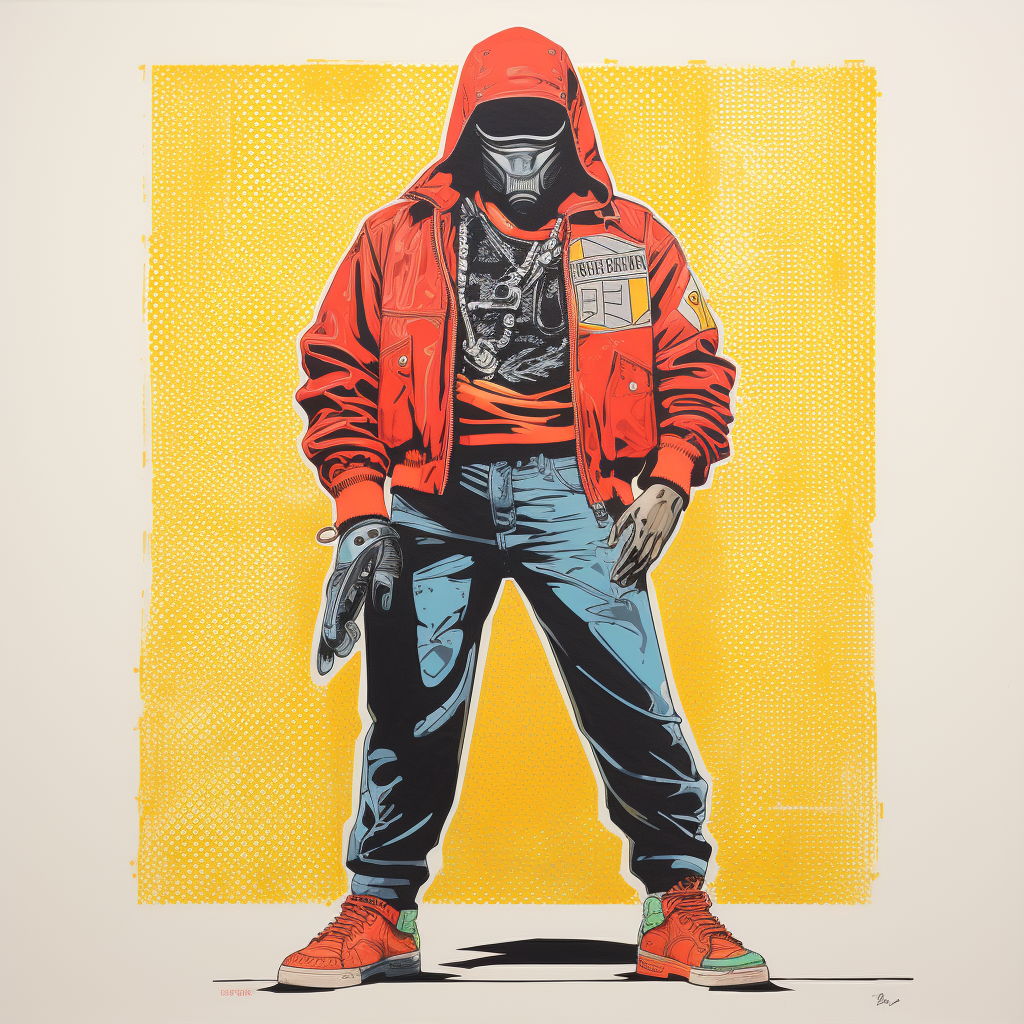 90s Street Wear Action Figure in Japanese Wood Block Screenprint