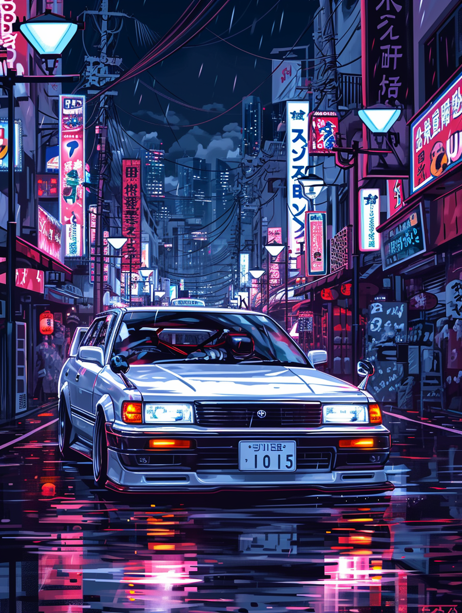 90s white Toyota Chaser MK2 racing in Tokyo