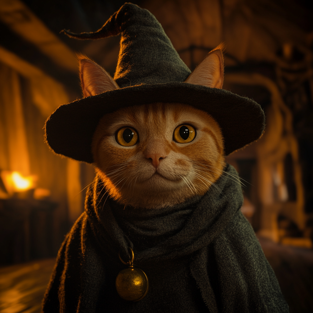 A 1950s Wizard Cat in Cozy Cabin