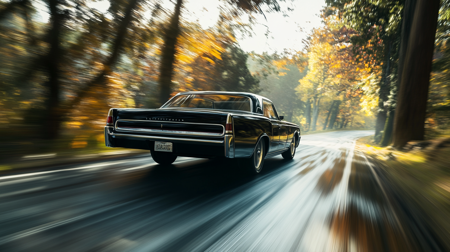 A 1965 Black Lincoln Continental on the Road