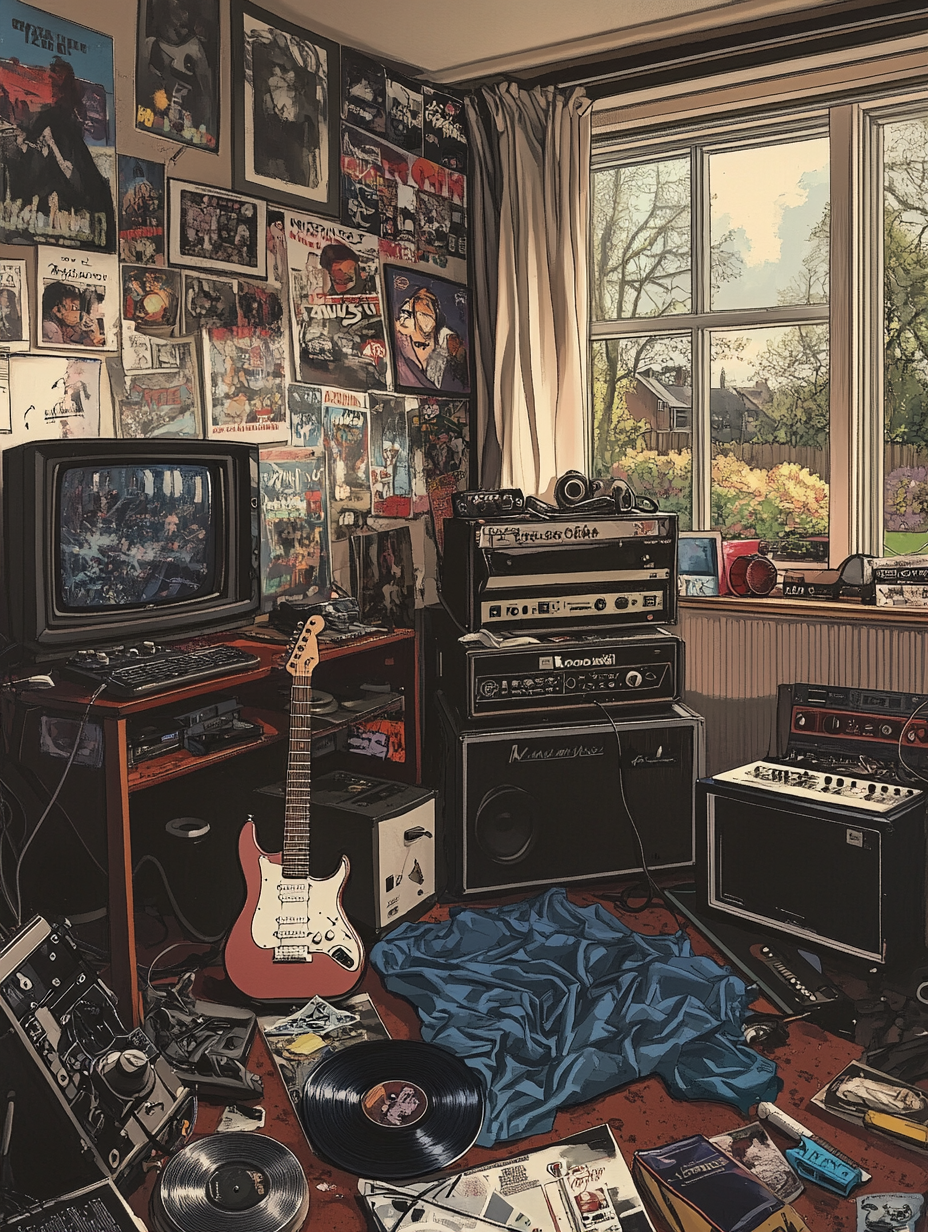 A 1980s Teenage Boy's Room: Guitar, Games, Bands