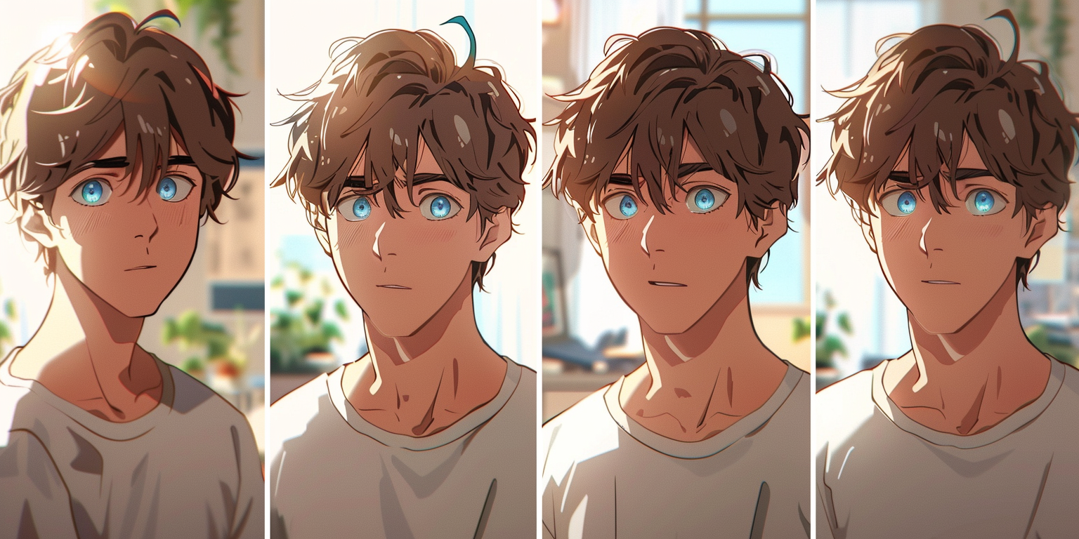 A 20-year-old man in anime style clothes