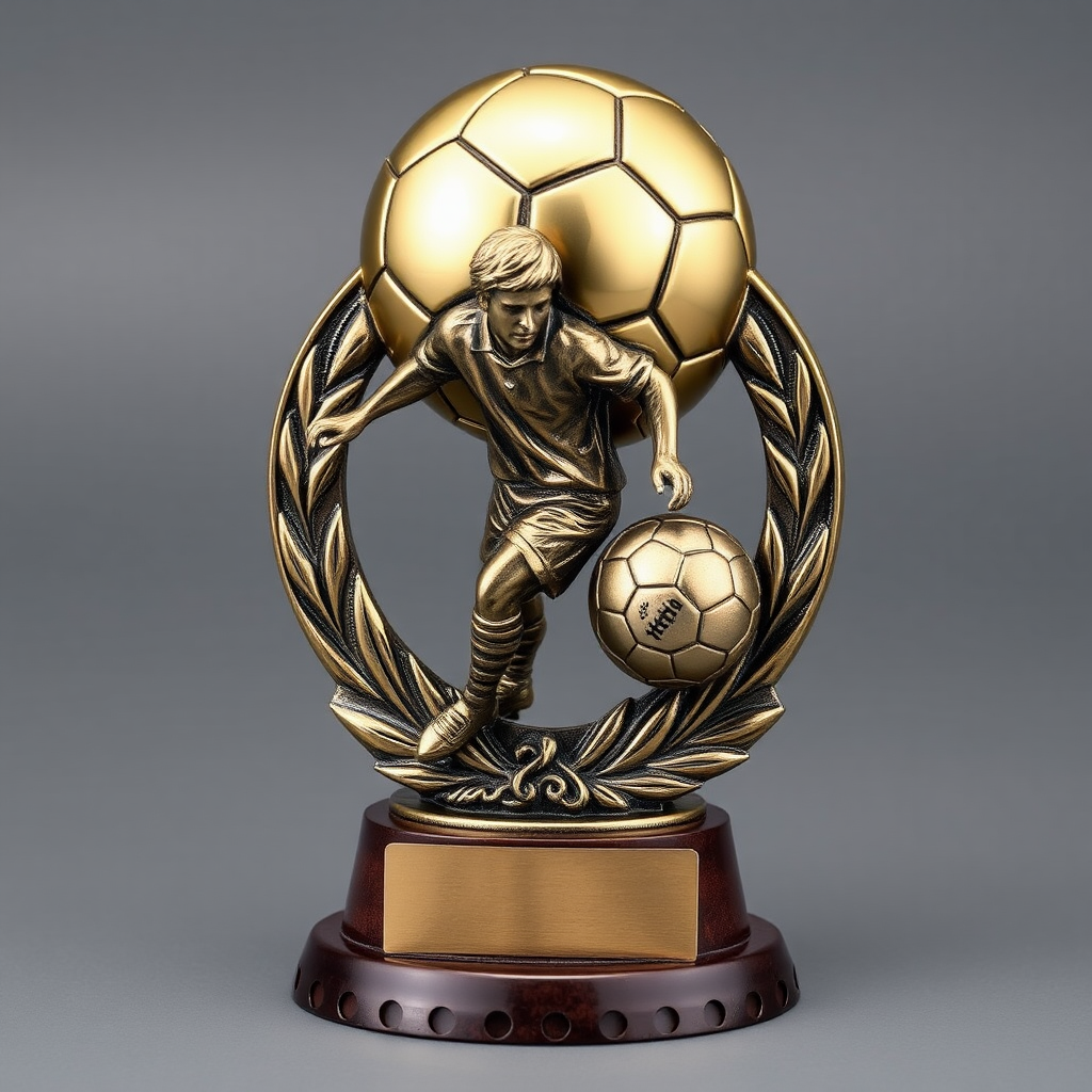 A 35cm Custom Football Soccer Metal Award Design