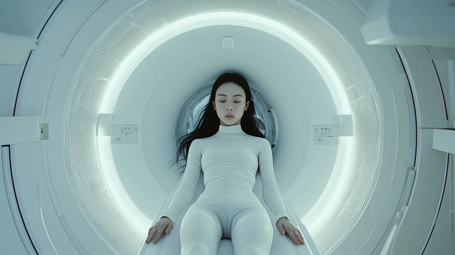 A Asian Girl in MRI Machine in Laboratory