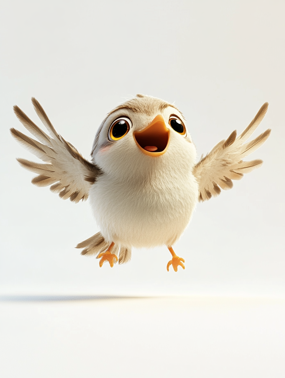 A Baby Bird Spreading Wings, Ready to Fly