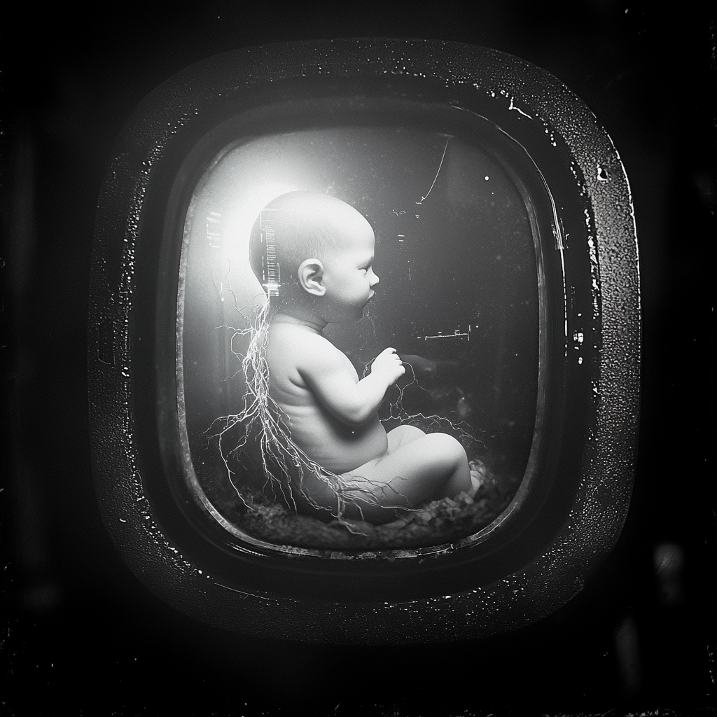 A Baby Connected to Metaverse in Womb Photo