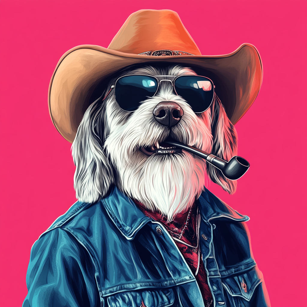 A Beagle Cowboy in Denim and Aviators Portrait