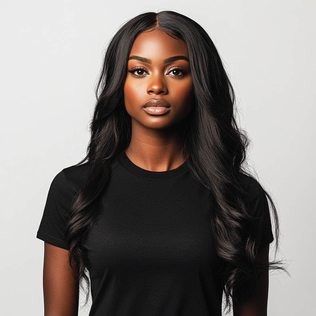 A Beautiful Black Girl in a Designer T-Shirt