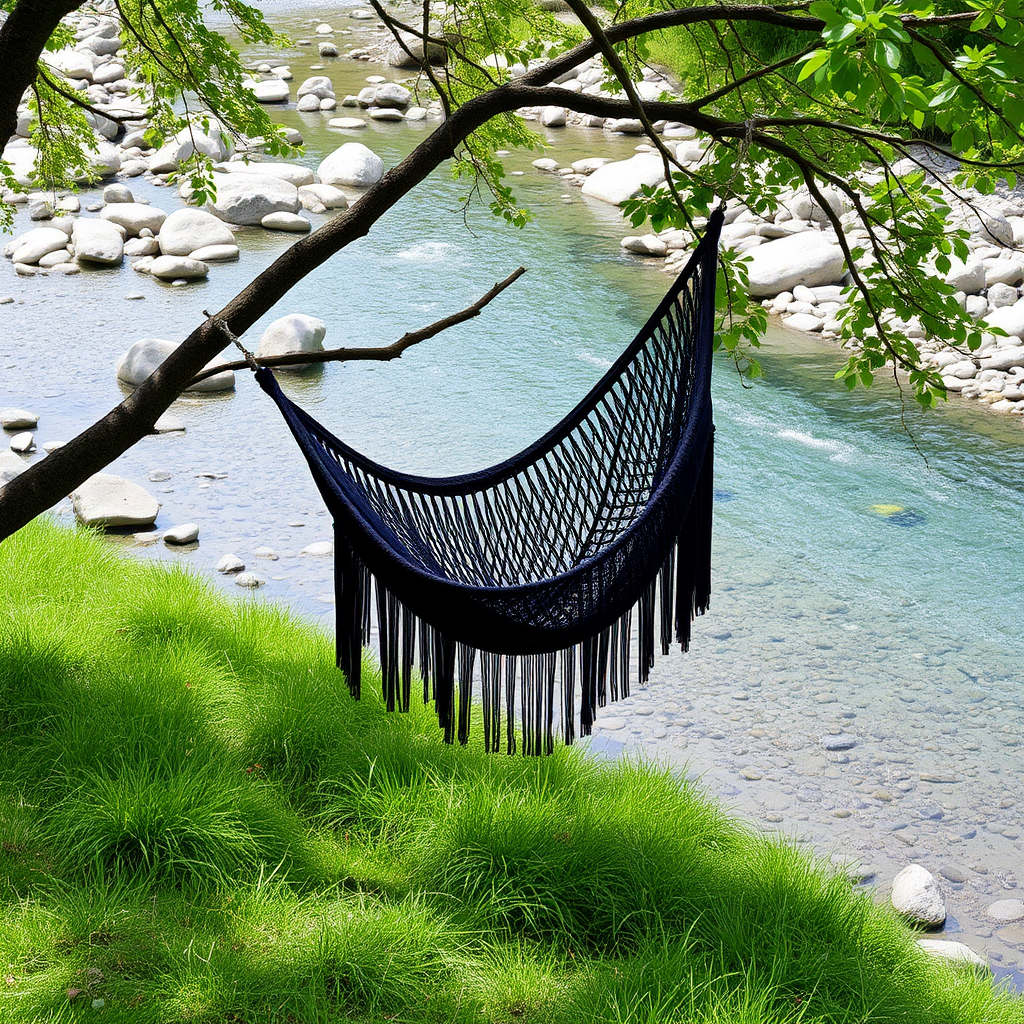 A Beautiful Black Swing by the River