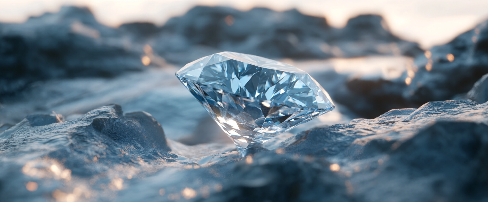 A Beautiful Blue Diamond Sparkling in Background