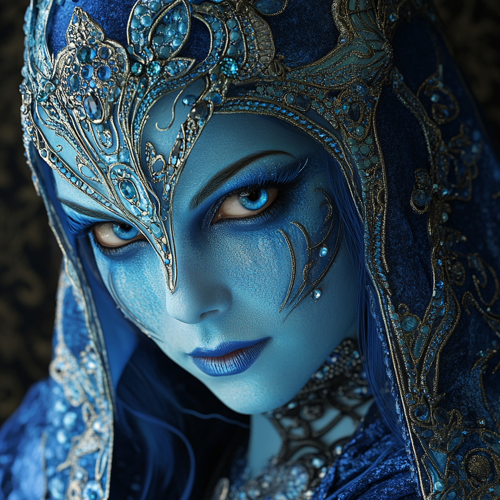 A Beautiful Blue Water Genasi Female Courtesan