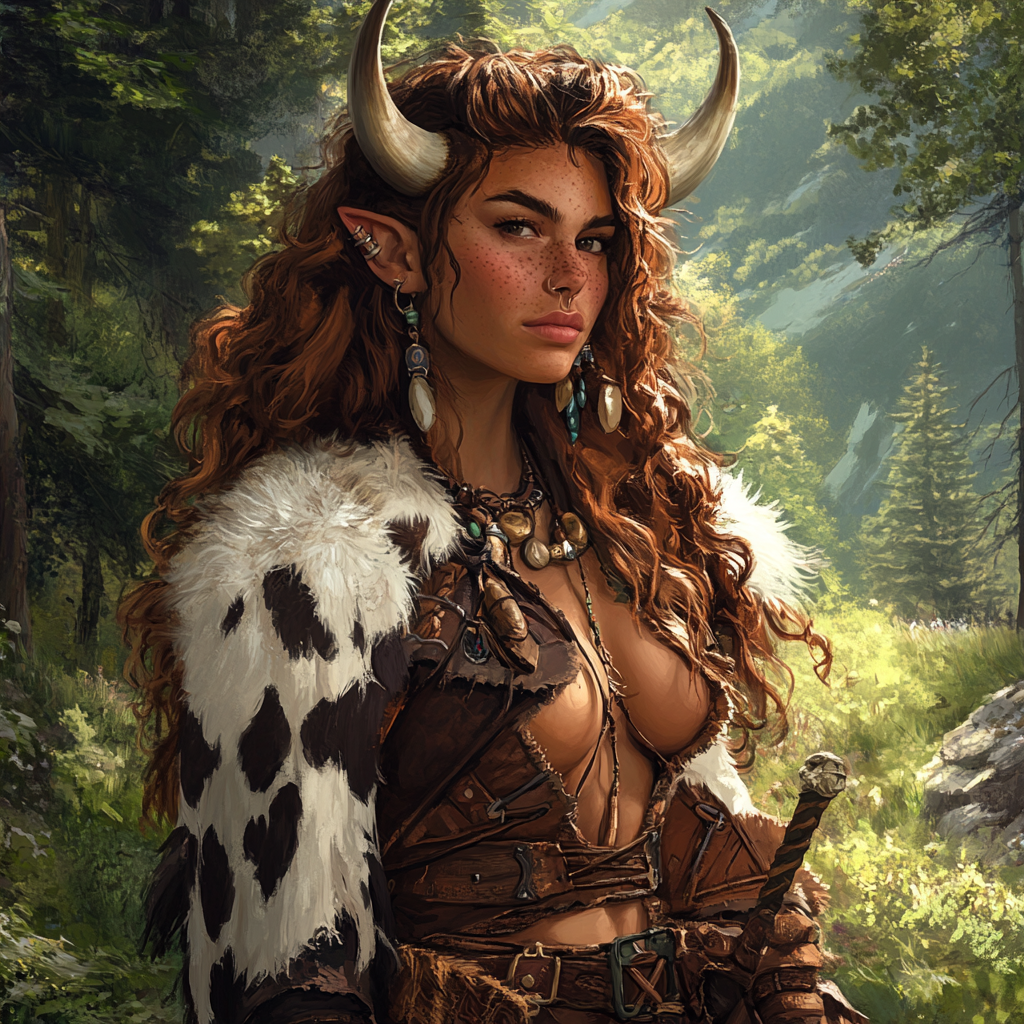 A Beautiful Firbolg Forest Warrior in 3D Fantasy