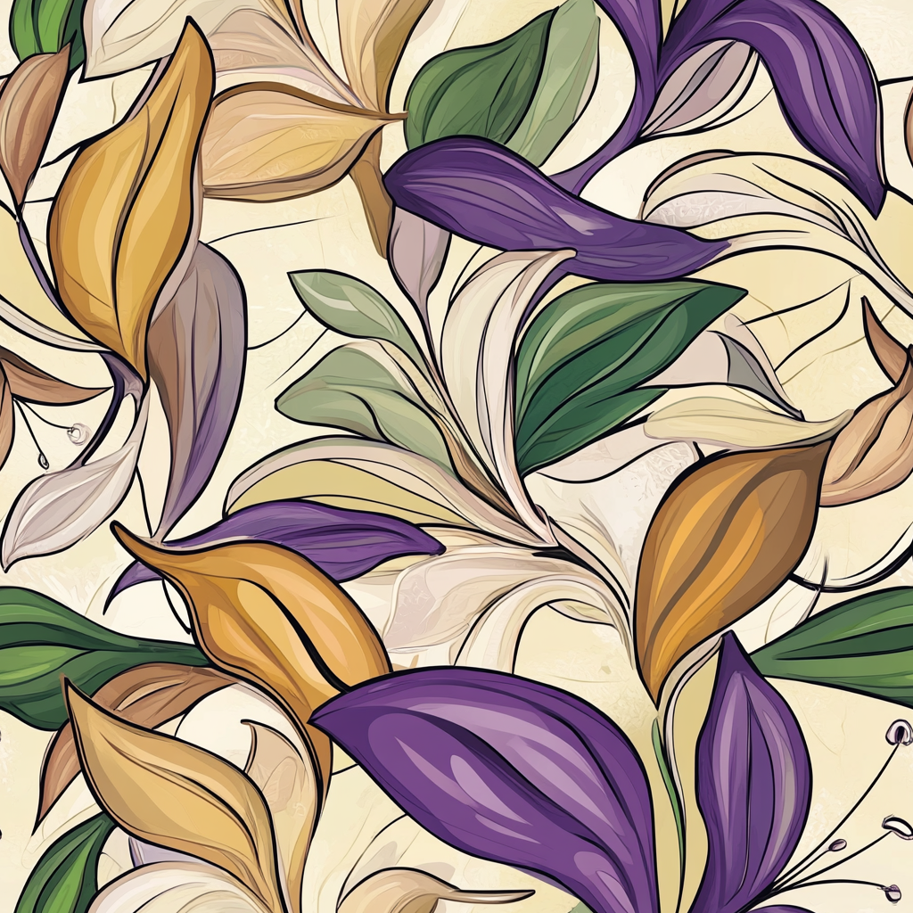 A Beautiful Lily and Leaf Watercolor Pattern