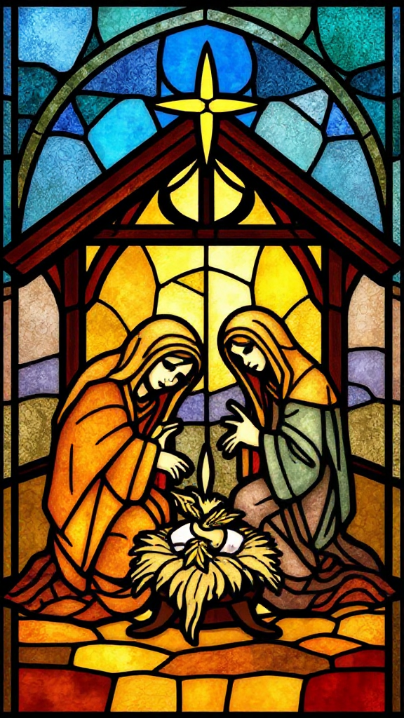 A Beautiful Nativity Artwork Depicting the Birth