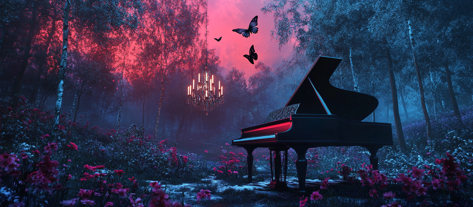 A Beautiful Night in the Forest with Piano