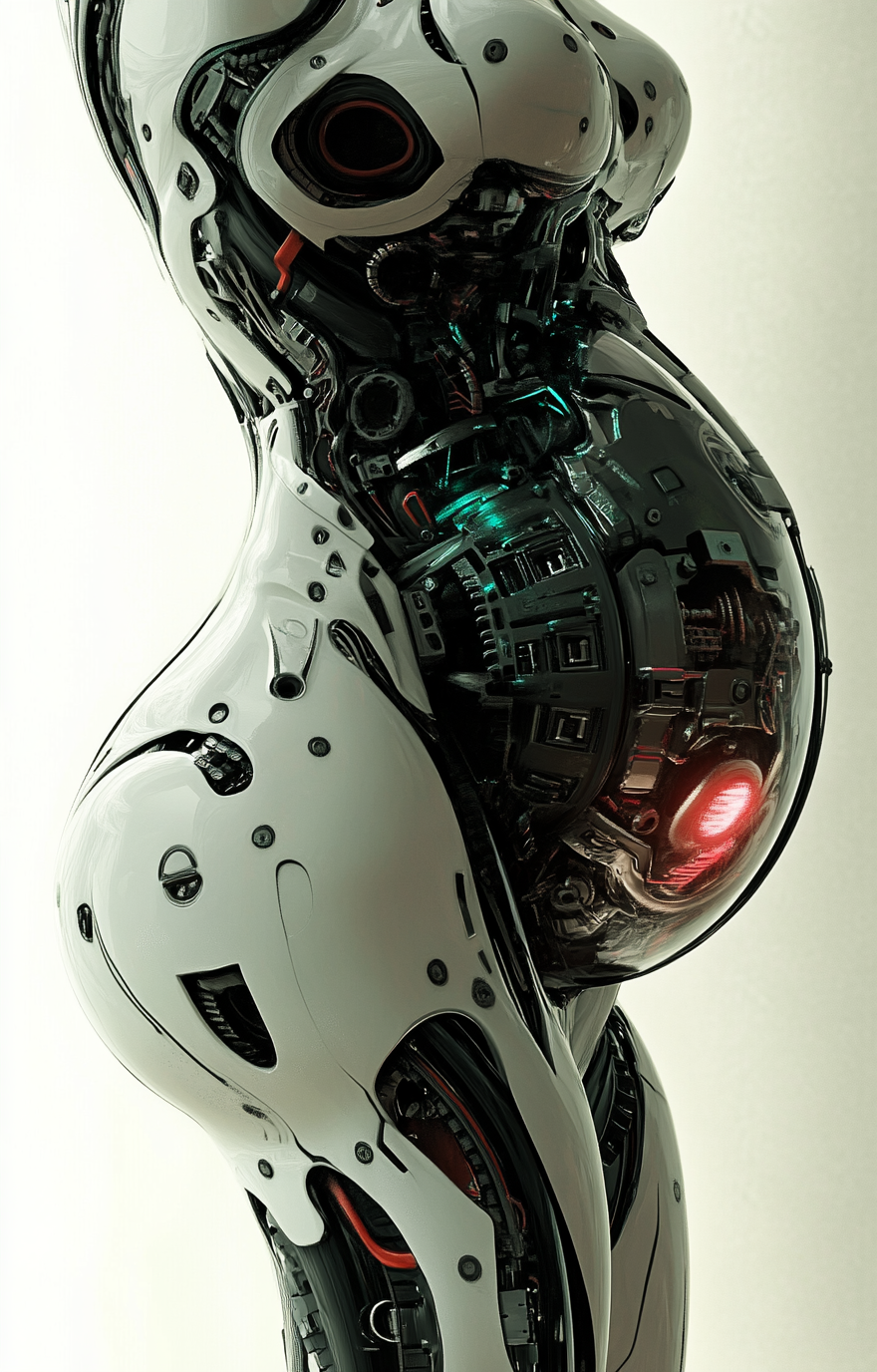 A Beautiful Pregnant Robot with Mechanistic Embryo