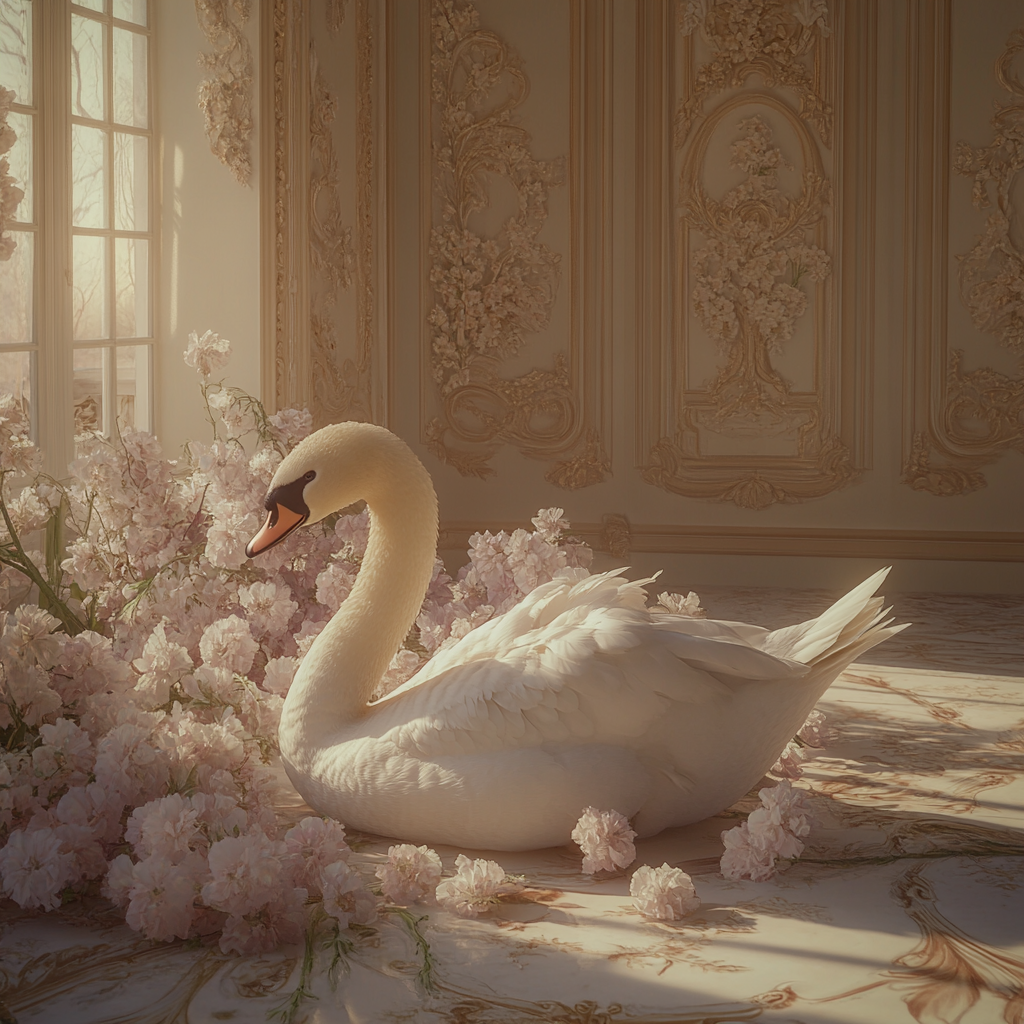 A Beautiful Swan in a Rococo Room