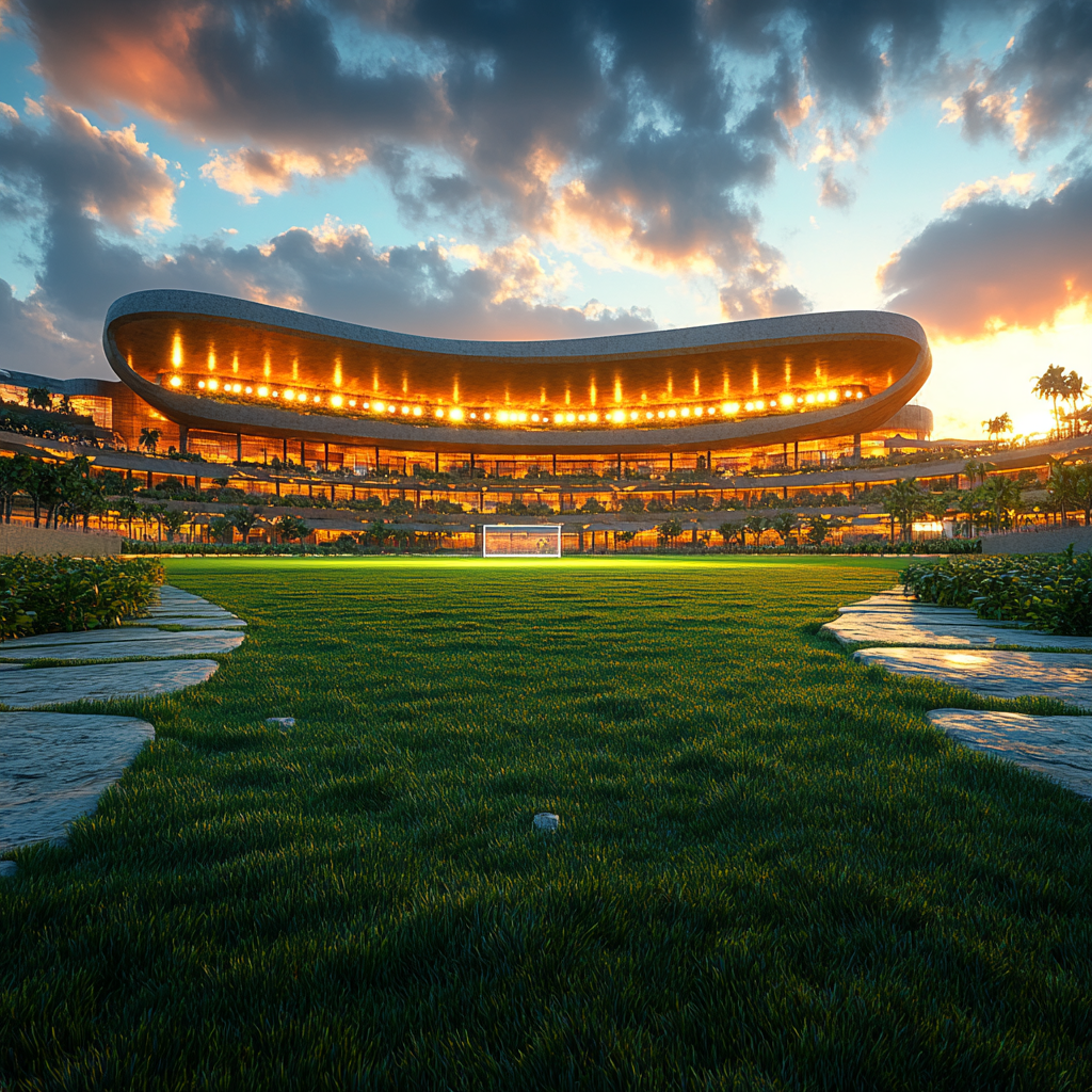 A Beautiful Tanzanian Football Stadium at Dusk