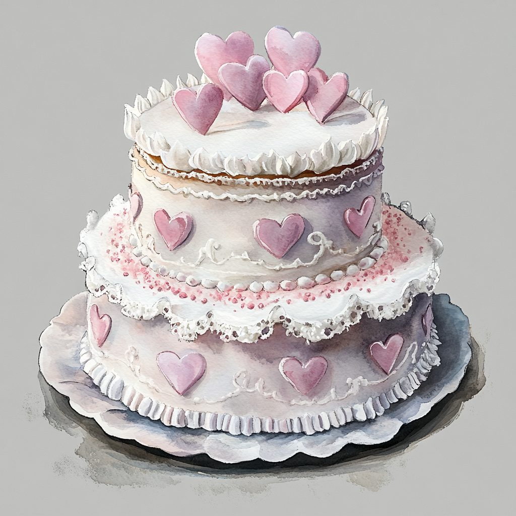 A Beautiful Valentine Cake in Soft Pastels