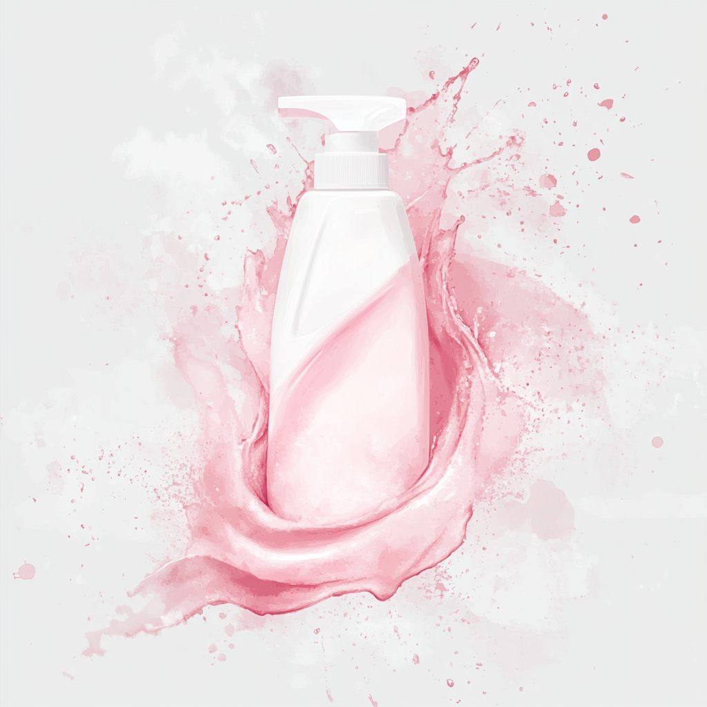 A Beautiful Watercolor Illustration of Pink Cleaning Scene.