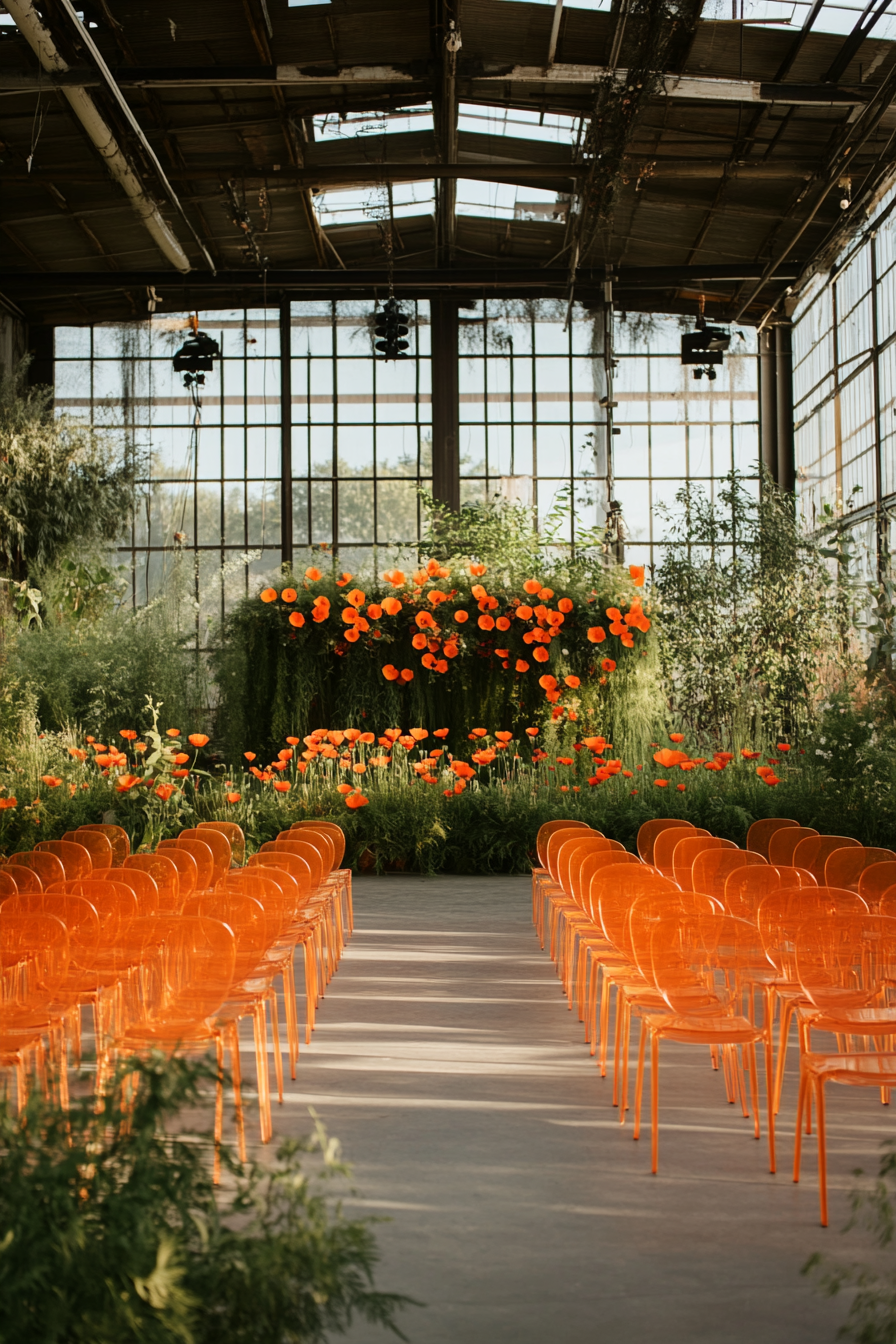 A Beautiful Wedding Decor with Orange Flowers