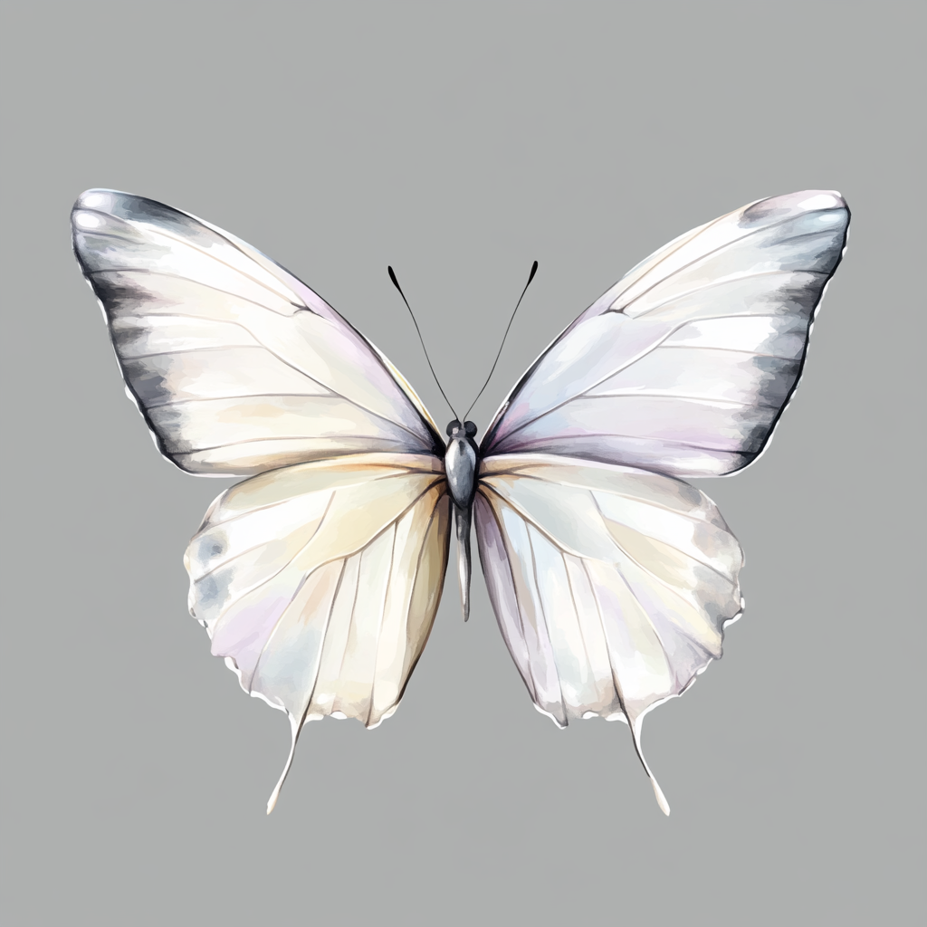 A Beautiful White Butterfly Illustration on Gray Background