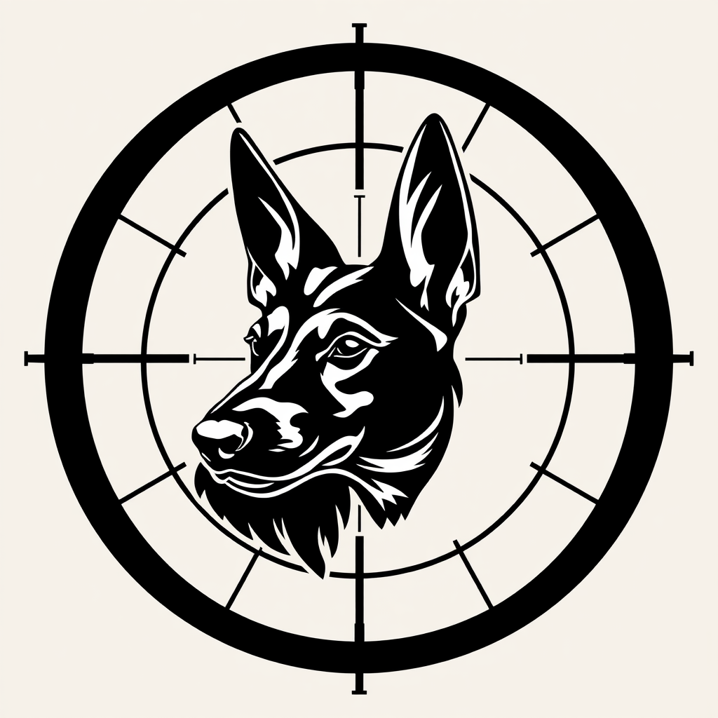 A Belgian Malinois in Crosshairs: Monochrome Logo