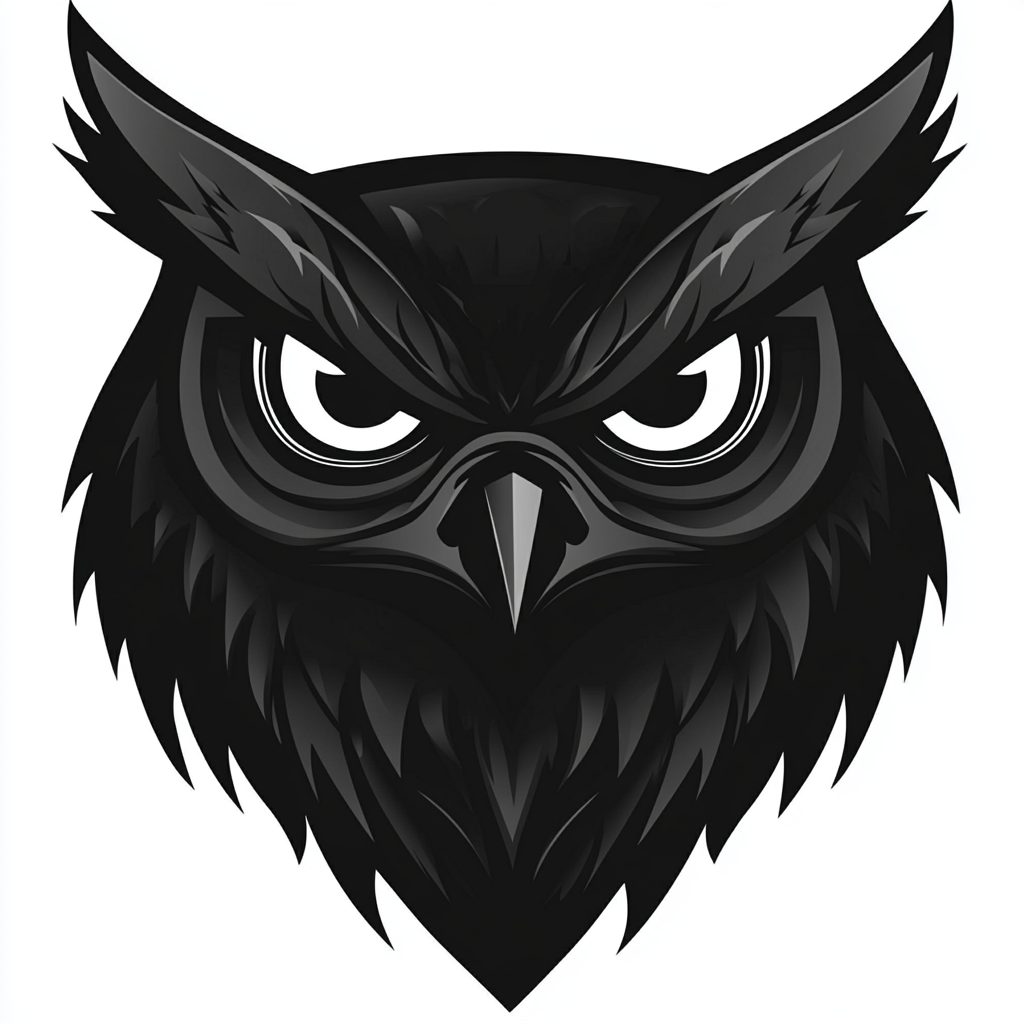 A Black Owl Logo on White Background, Vector Art