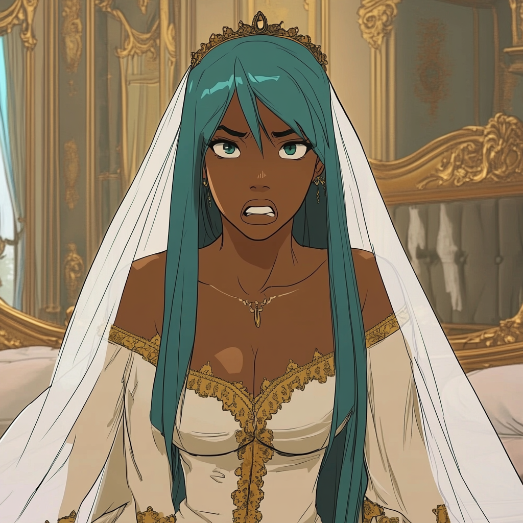 A Black Princess in a Royal Bedroom, Irritated