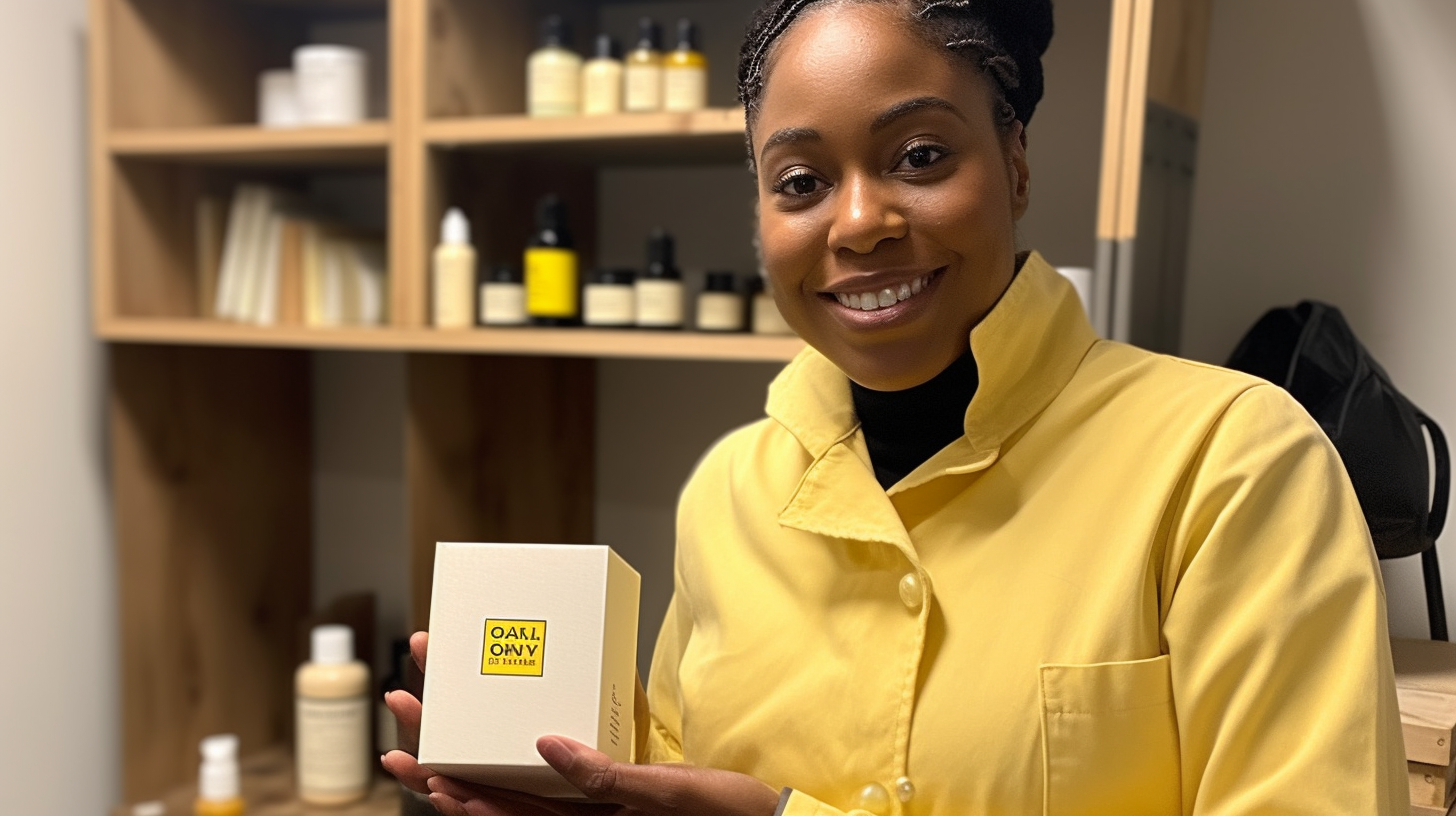 A Black Woman Unboxing Face Cream in Bathroom