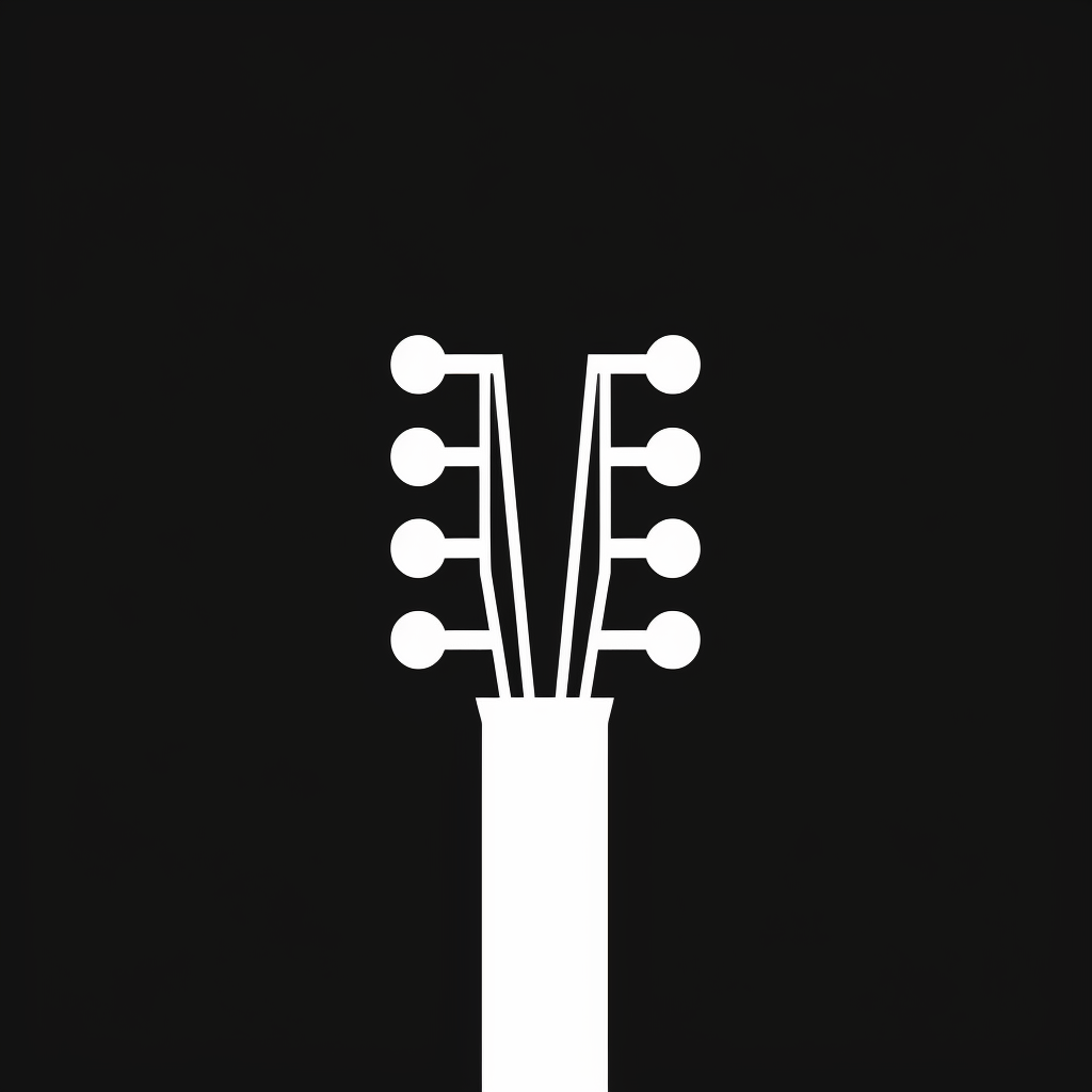 A Black and White Guitar Headstock Logo