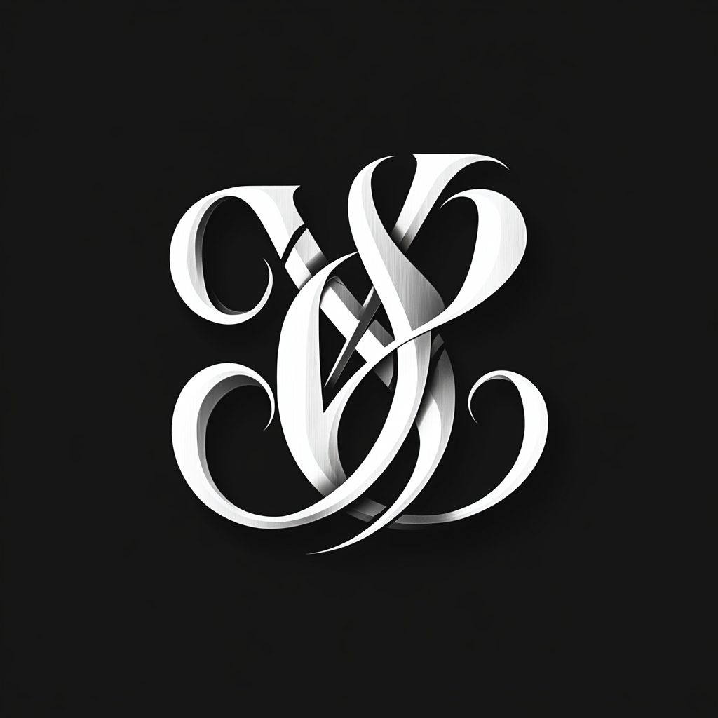 A Black and White Logo with Intertwined Letters.