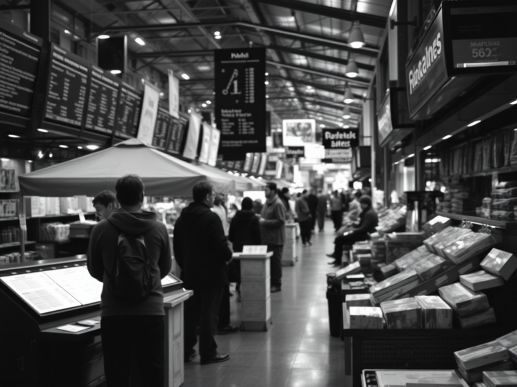 A Black and White Market Analysis Photo