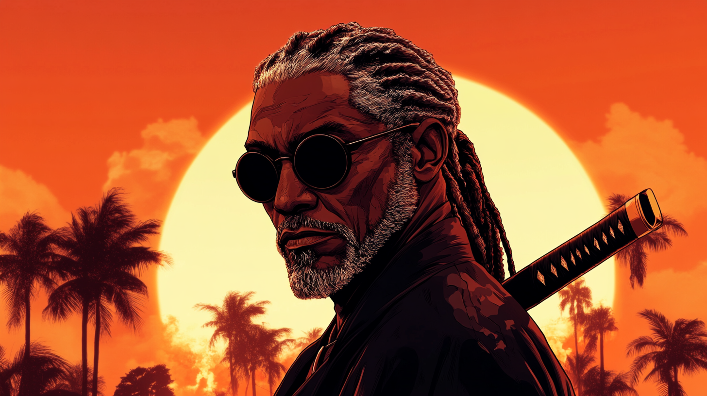 A Blind Jamaican Samurai at Sunset