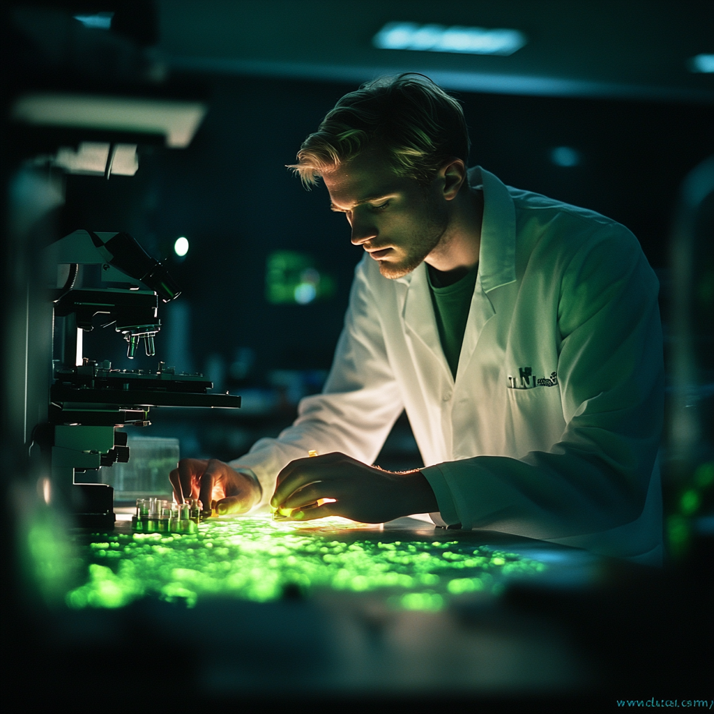 A Blonde Scientist PhD Student in Lab Experiment