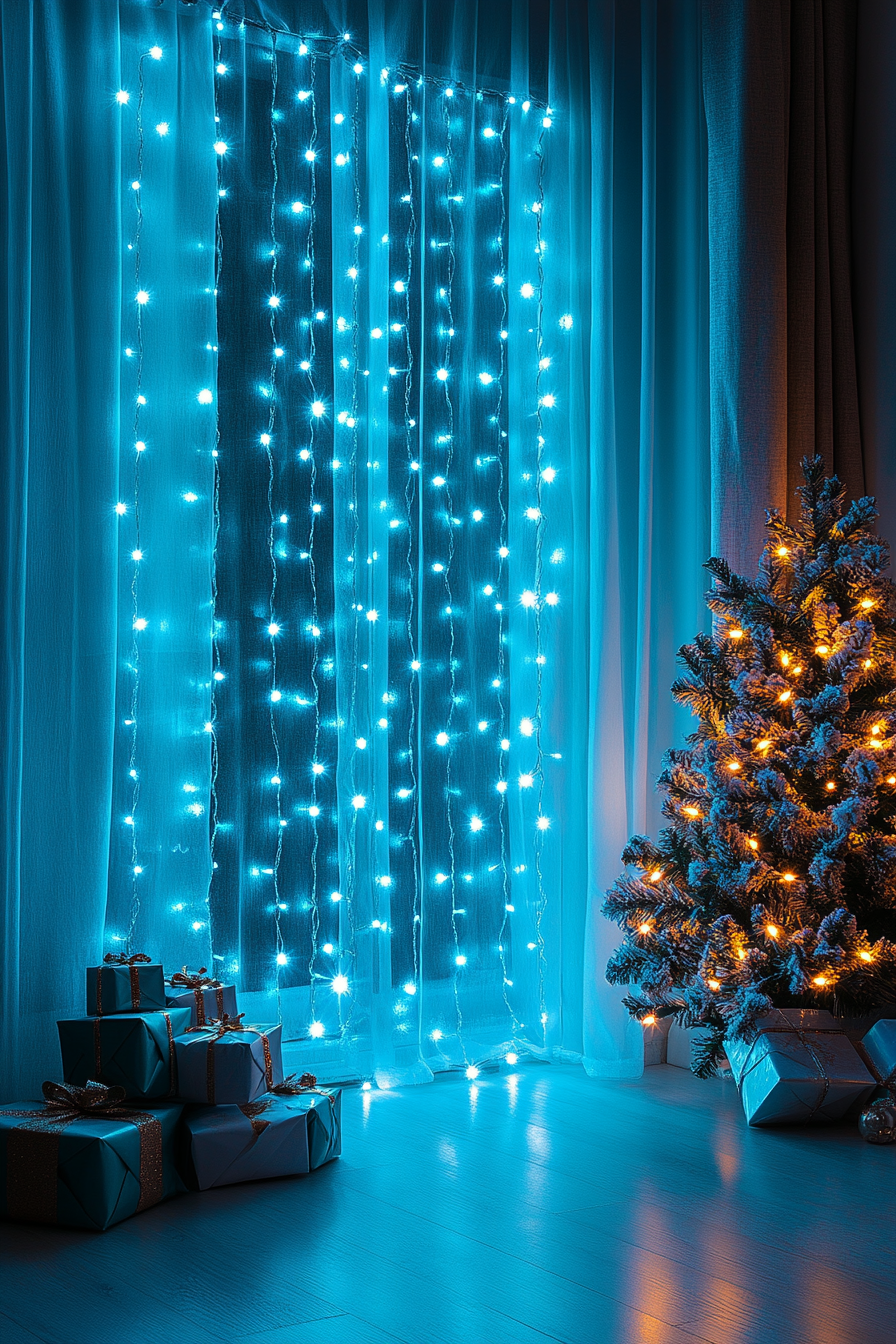 A Blue LED Garland in the Festive Living Room